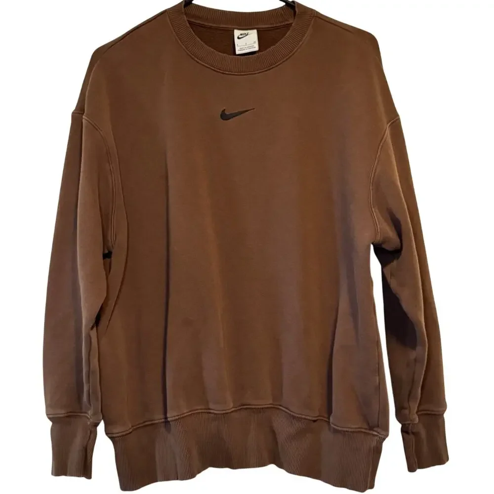 Nike Center Swoosh Pullover Sweatshirt Brown Size Small (S/P/CH)